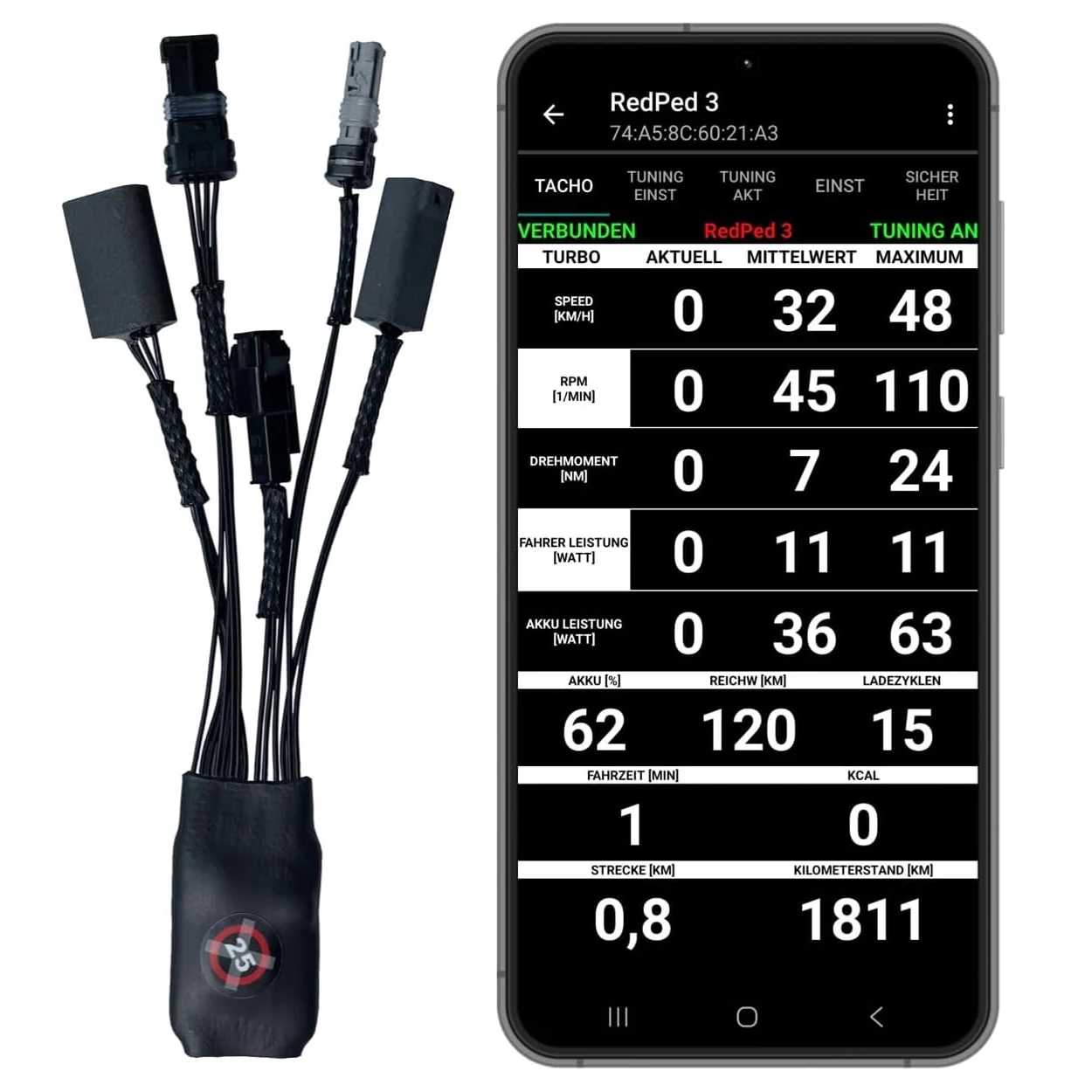 RedPed 3 for Bosch Gen2-Gen4 Tuning Module E-Bike (NOT Bosch Smart)